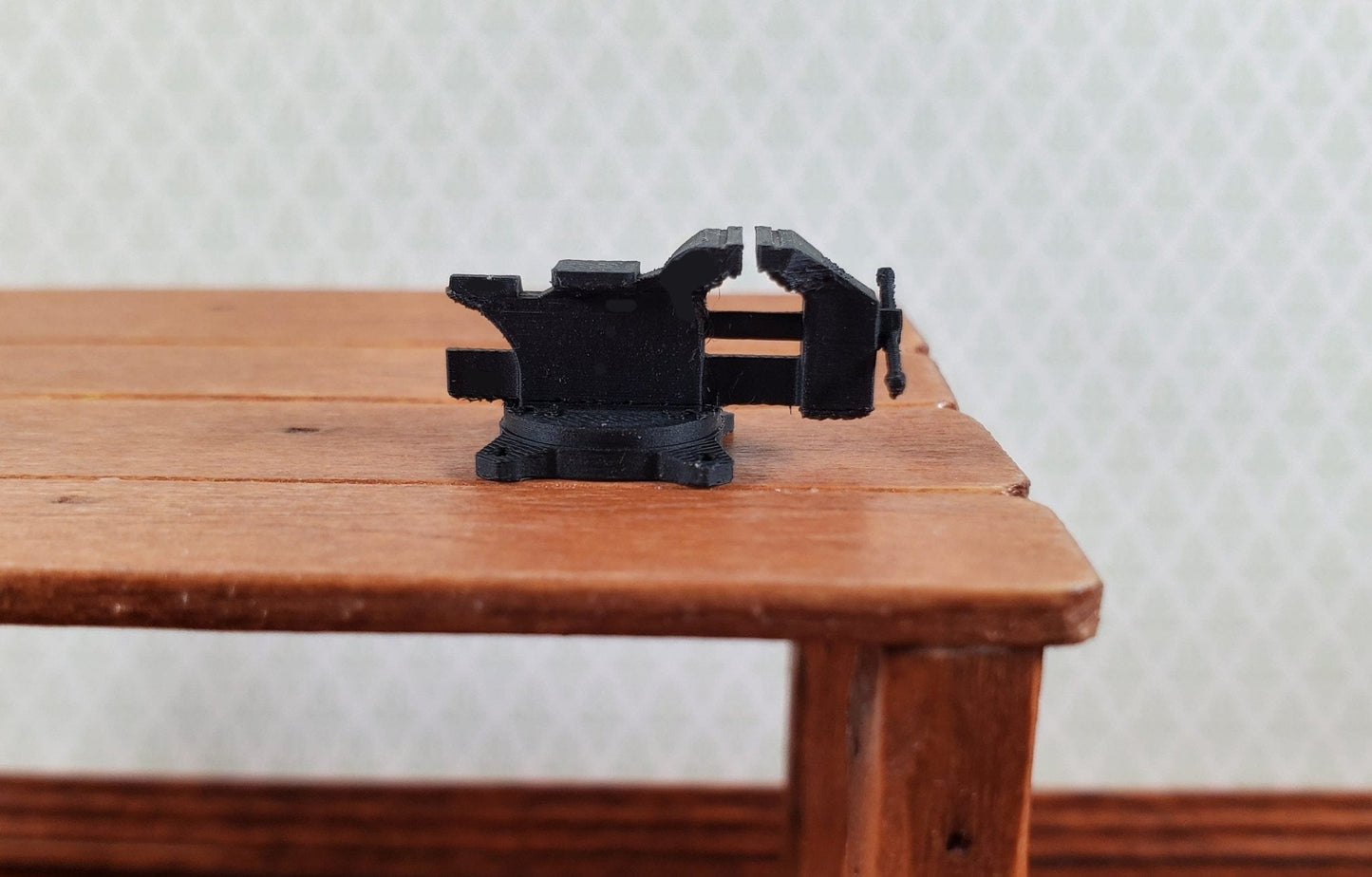 Miniature Vise Prop Tool Tiny Use in 1:12 or 1:24 Black 3D Printed Can Paint - Miniature Crush
