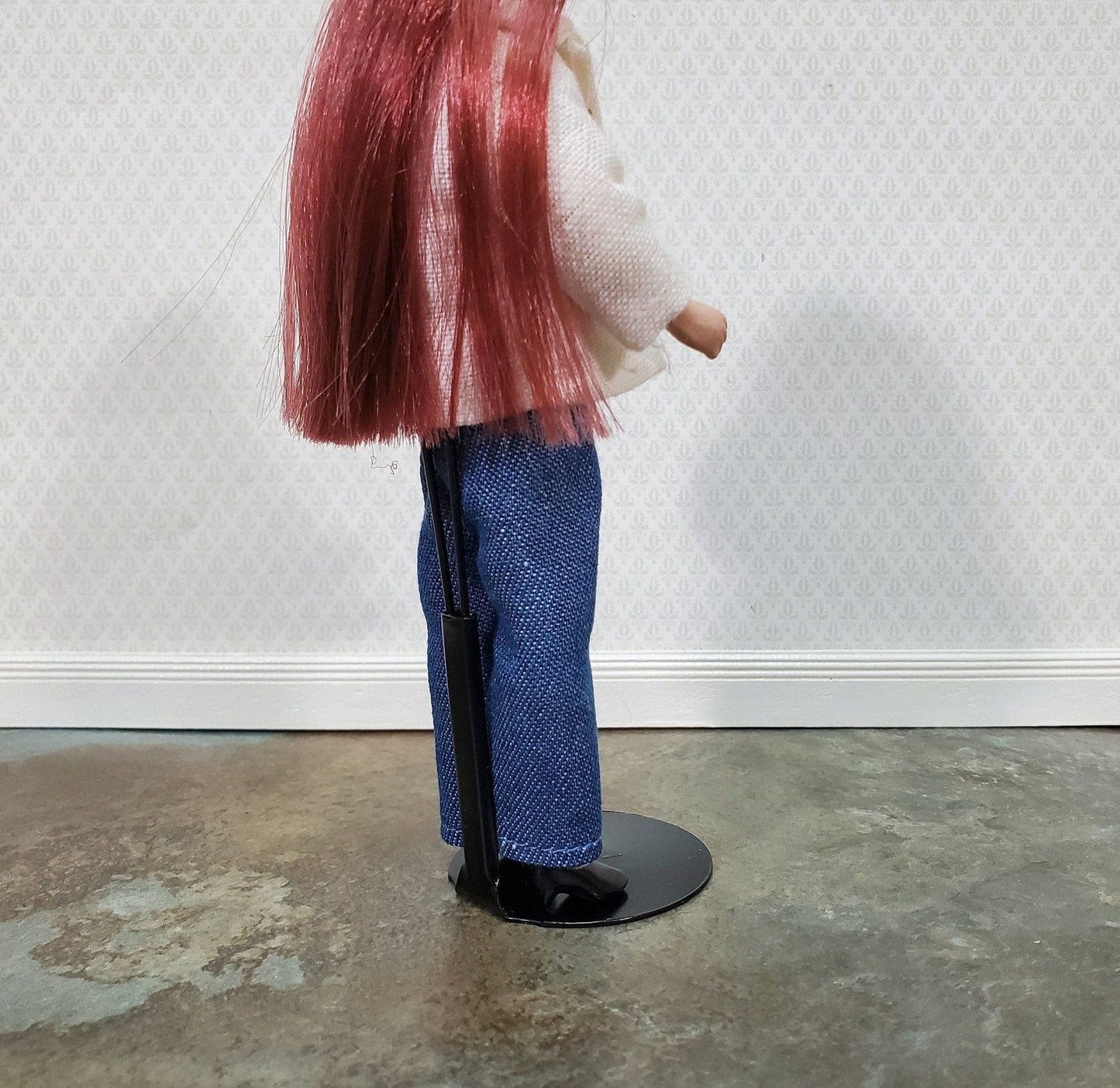 Small Doll Stand Black Metal for 3" - 6" Dolls Slim Waist 1:12 Scale Dolls - Miniature Crush