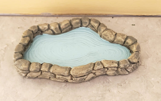 Small Miniature Garden Pond Pool Gray Stone Wall 1:12 Scale Dollhouse Cast Resin - Miniature Crush