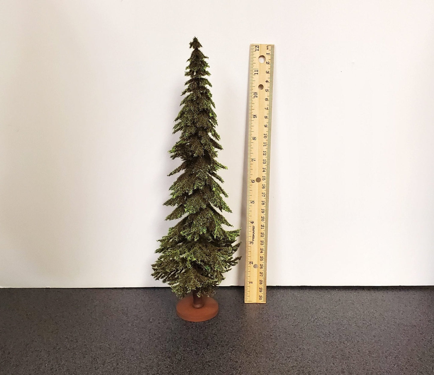 Tall Conifer Evergreen Pine Spruce Tree on Base Scenery 12" Tall Miniature Model RR - Miniature Crush