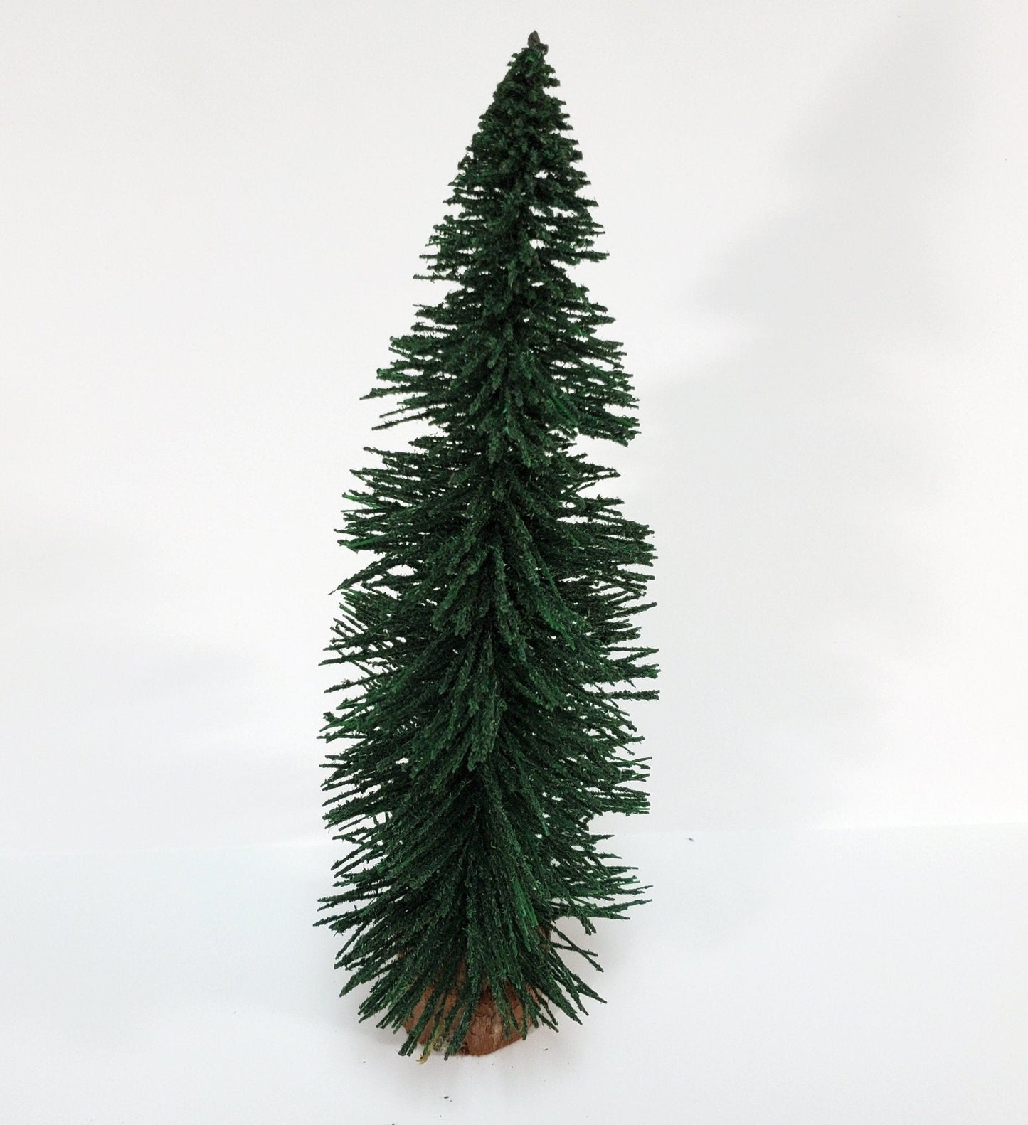 Tall Narrow Evergreen Tree on Wood Base Scenery 12" Tall Miniature Model - Miniature Crush