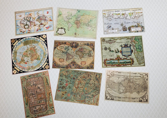 Tiny Maps Old World Vintage Style Props Printed Dollhouses Dioramas Miniatures - Miniature Crush