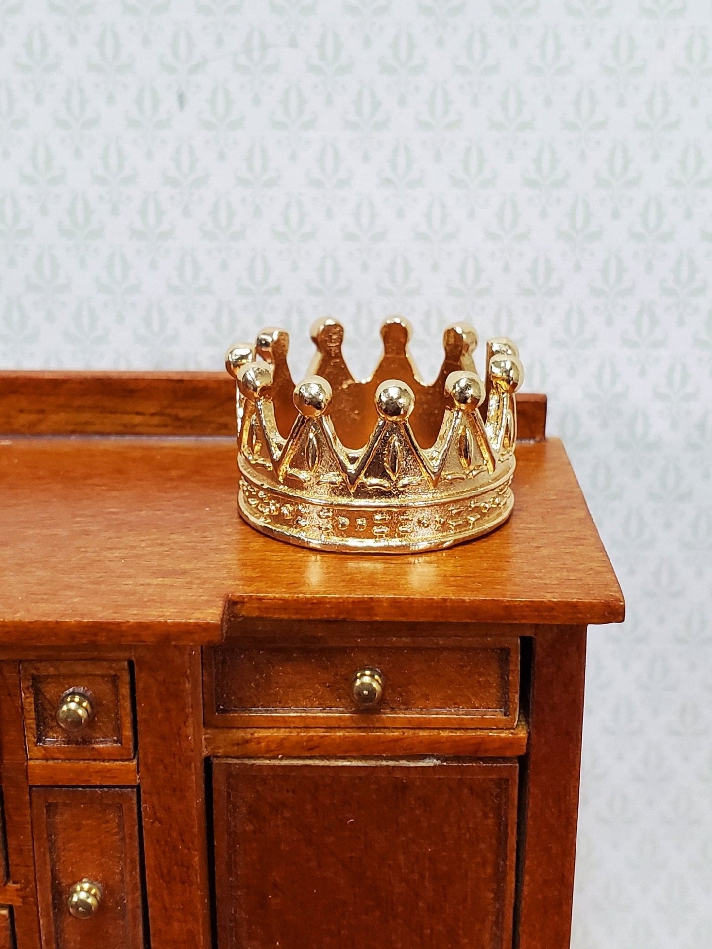 Tiny Miniature Crown Gold Metal for Dolls Dollhouse Works with 1:12 Scale Accessory - Miniature Crush