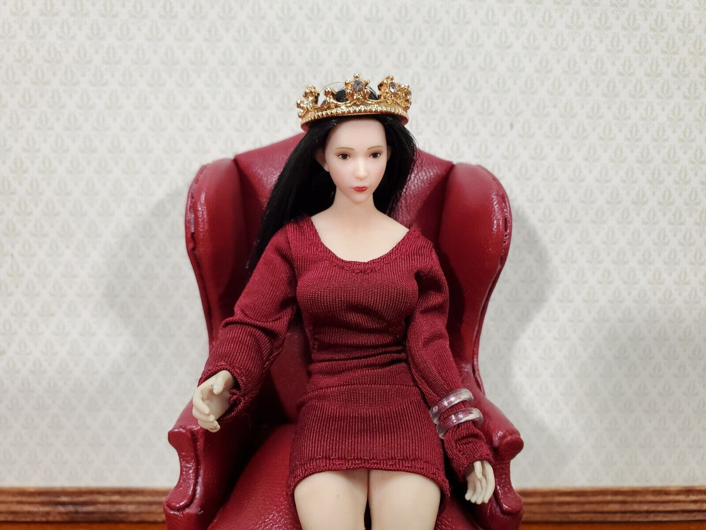 Tiny Miniature Crown Gold with Jewels Metal for Dolls Dollhouse Works with 1:12 - Miniature Crush