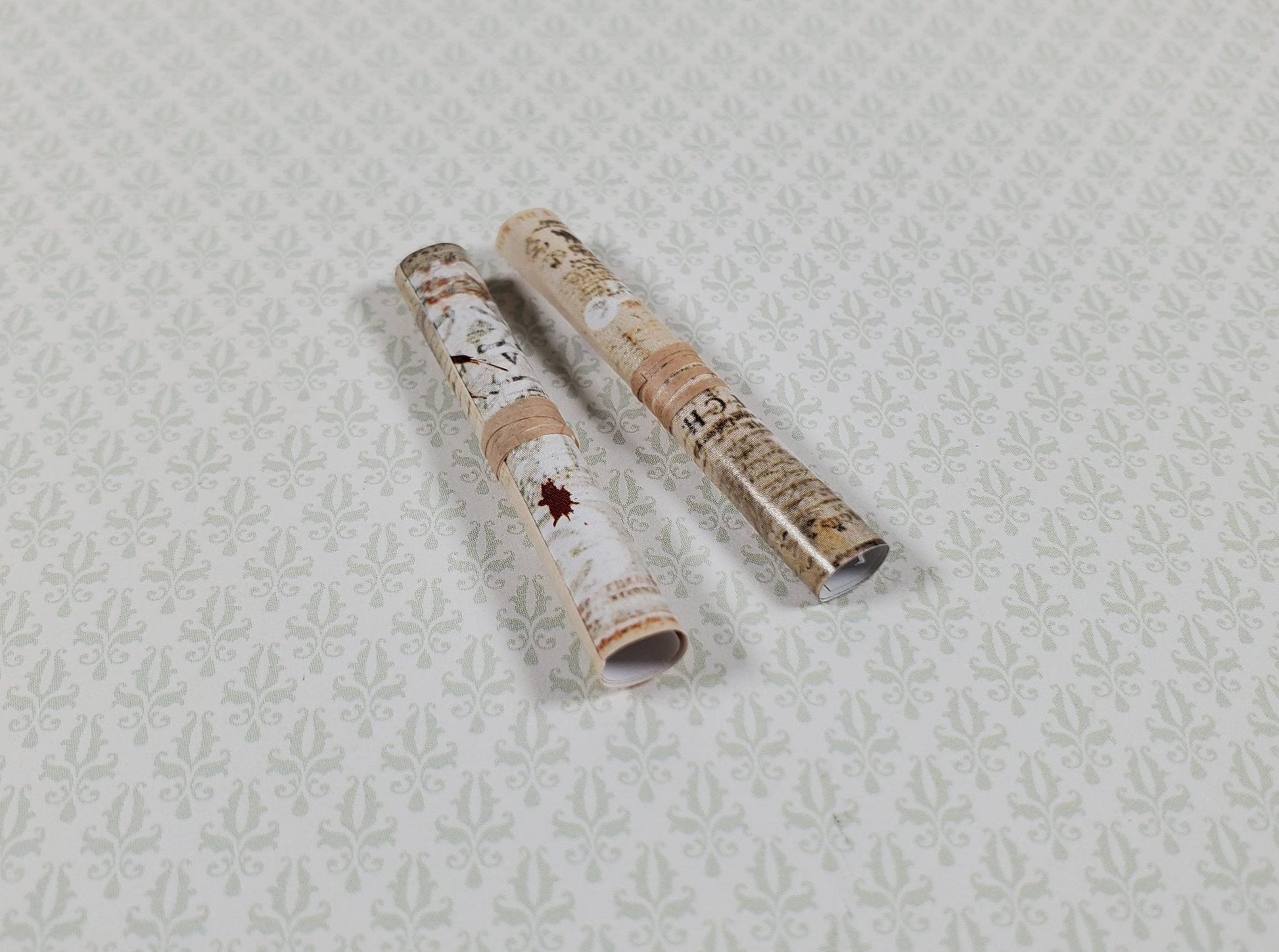 Tiny Miniature Scrolls x2 Dollhouse Prop Accessory 1.75" Long 1:12 Scale - Miniature Crush