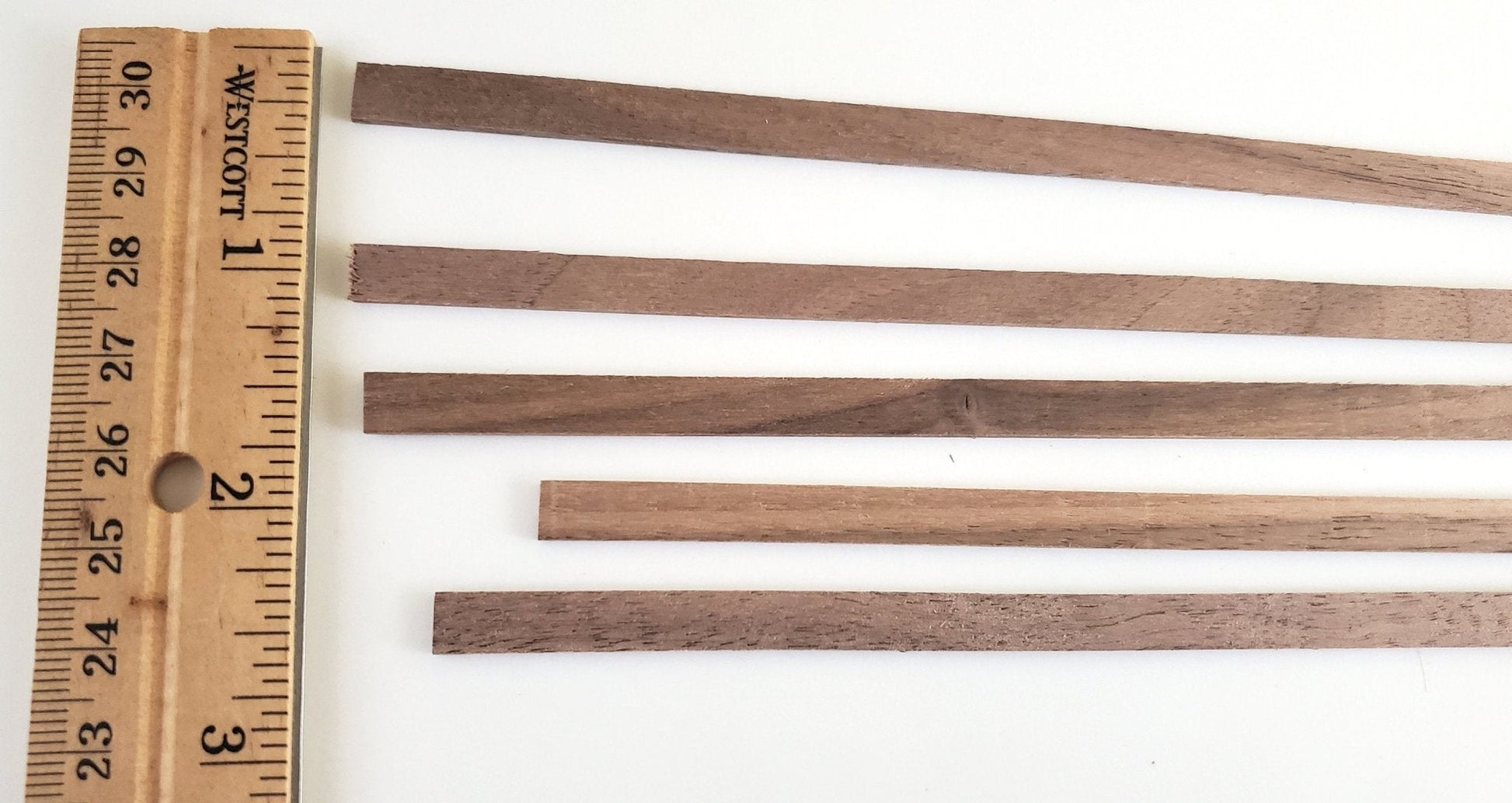 Walnut Wood Strips x5 1/16" x 1/4" x 18" Long Crafts Models Miniatures - Miniature Crush
