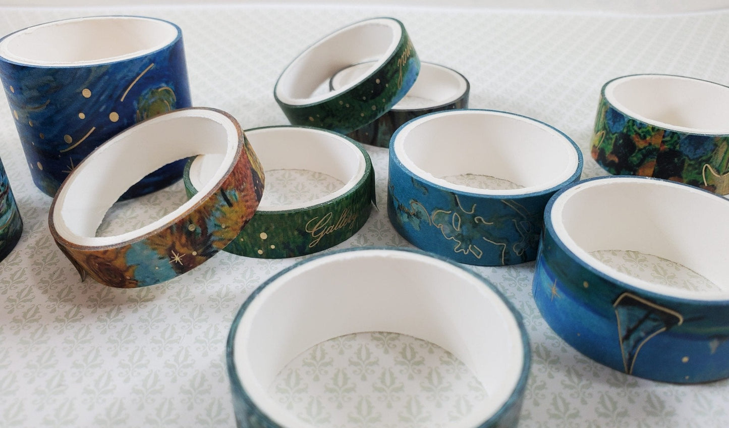 Washi Tape 10 Rolls 3 Sizes Van Gogh and Monet Scrapbooking Stamping Decorating - Miniature Crush