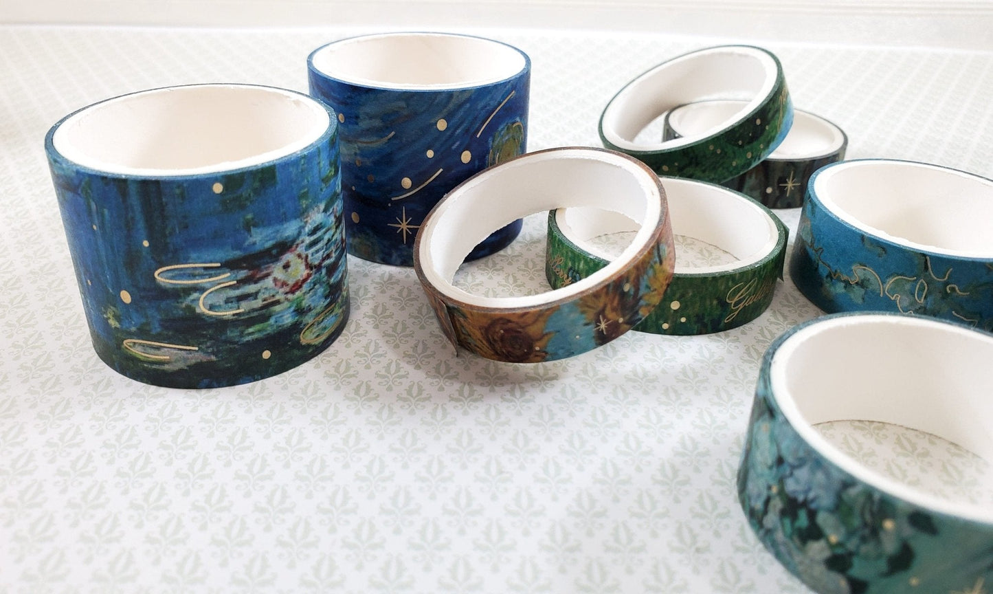 Washi Tape 10 Rolls 3 Sizes Van Gogh and Monet Scrapbooking Stamping Decorating - Miniature Crush
