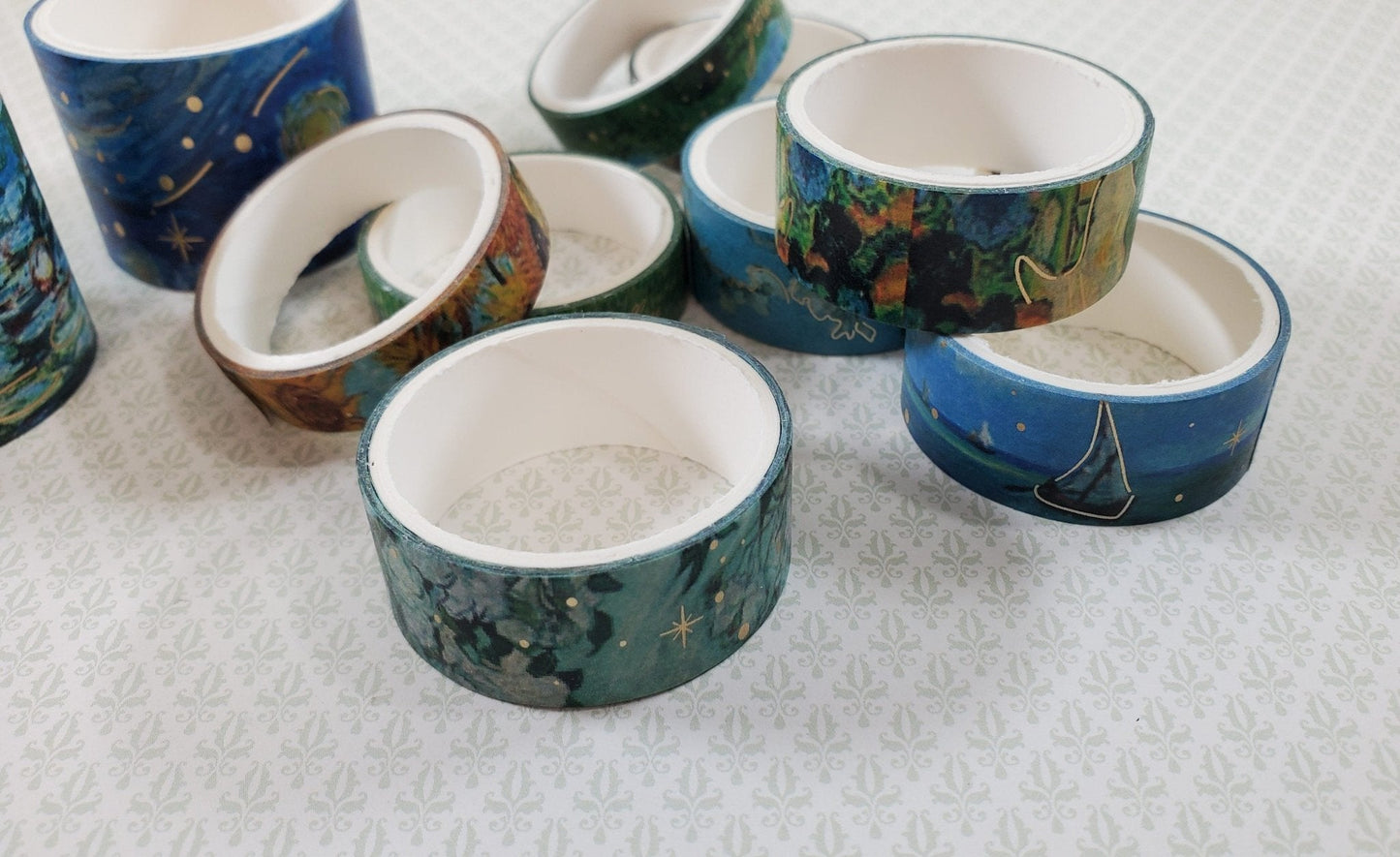 Washi Tape 10 Rolls 3 Sizes Van Gogh and Monet Scrapbooking Stamping Decorating - Miniature Crush