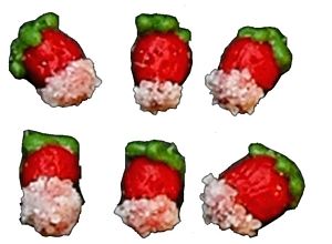 Dollhouse Sugar Frosted Strawberries Set of 6 1:12 Scale Miniature Food Kitchen