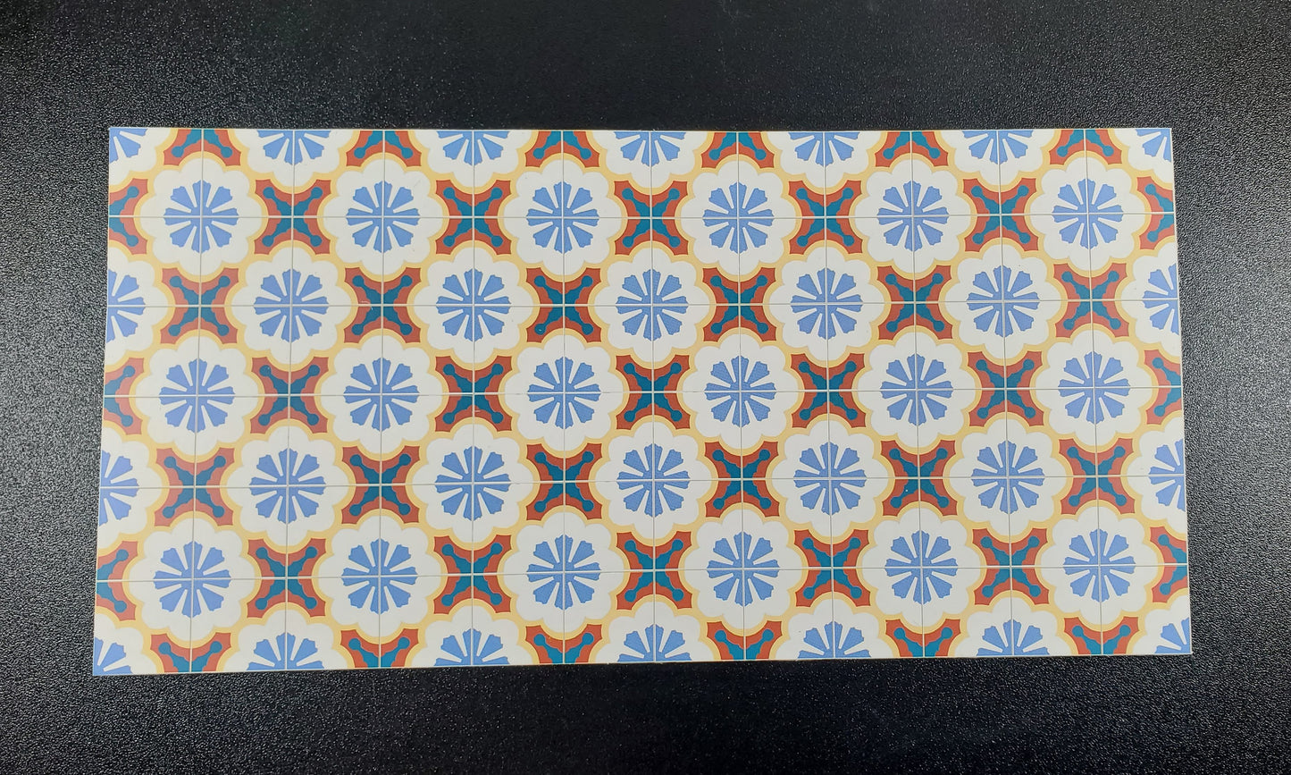 Dollhouse Tile Flooring Sheet Colorful Victorian Mosaic 1:12 Scale Miniature