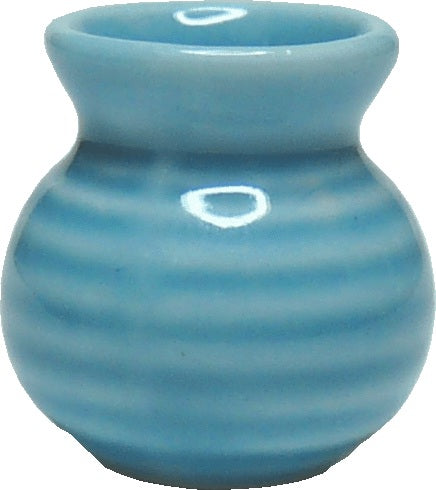 Dollhouse Vase Light Blue Ceramic Wide Mouth 1:12 Scale Miniature