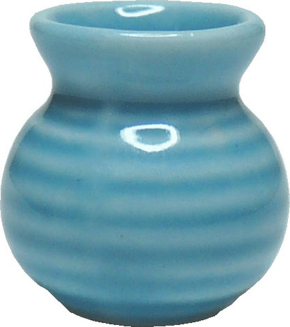Dollhouse Vase Light Blue Ceramic Wide Mouth 1:12 Scale Miniature