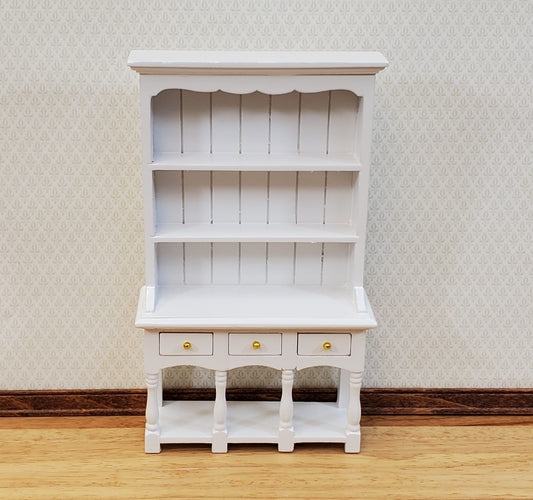 Dollhouse Kitchen Hutch Cupboard with Pot Shelf WHITE 1:12 Scale Furniture