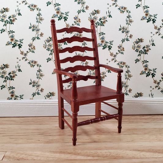Dollhouse Ladderback Arm Chair for Kitchen or Dining Room 1:12 Scale Furniture