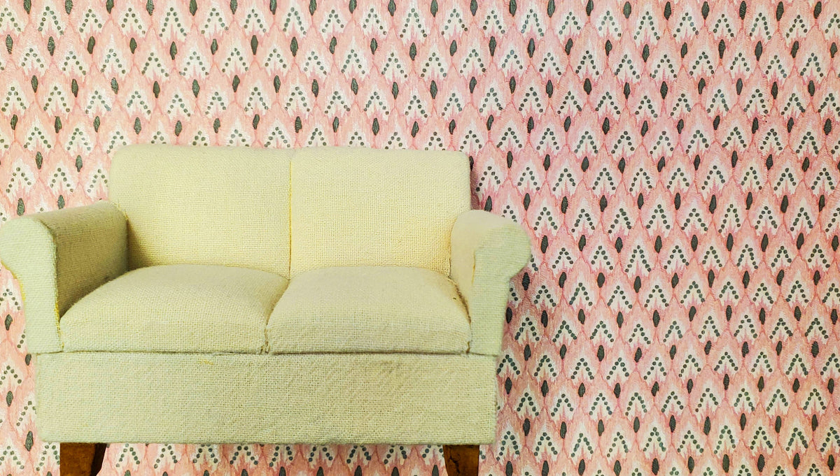 Dollhouse Wallpaper Rosewood Arrows Pink Charcoal 3 Sheets 1:12 Scale Miniature