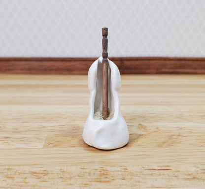 Dollhouse Dog Toilet Brush Holder Ceramic 1:12 Scale Bathroom Accessories