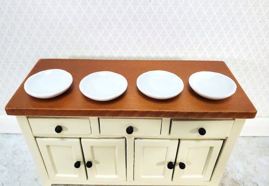 Dollhouse Round Plates White Ceramic x4 Miniatures 1" 1:12 Scale Miniature