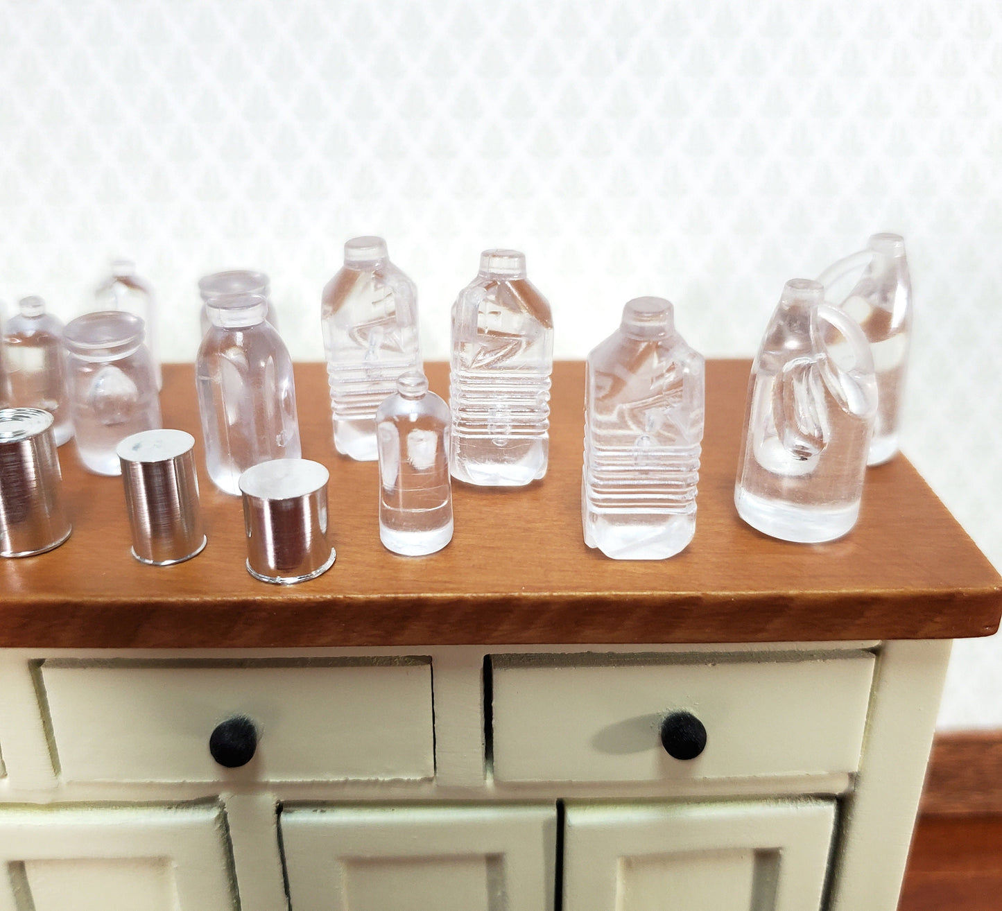 Dollhouse Jars Jugs Metal Cans 22 Pieces Blanks 1:12 Scale Miniatures Groceries