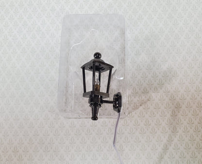 Dollhouse Carriage Coach Lamp Black Chrome 1:12 Scale 12 Volt with Plug Porch Light