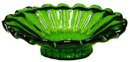 Dollhouse Crystal Green Glass Flared Platter 1:12 Scale Miniature Kitchen Decor