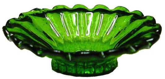 Dollhouse Crystal Green Glass Flared Platter 1:12 Scale Miniature Kitchen Decor