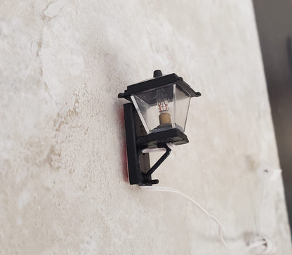 Dollhouse Small Black Coach Light 1:12 Scale Miniature 12 Volt w/Plug Porch Lamp