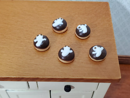 Dollhouse Pastries Donuts Halloween Ghosts Theme Set of 5 1:12 Scale Miniature