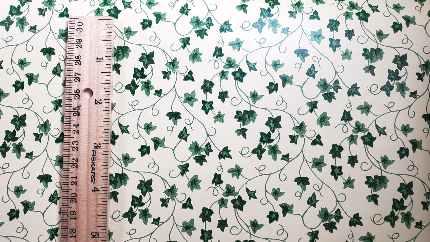 Dollhouse Wallpaper Climbing Ivy Cream 3 Sheets 1:12 Scale Miniature