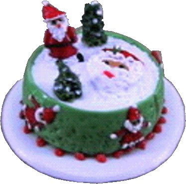 Dollhouse Santa Christmas Cake 1:12 Scale Miniature Dessert Food