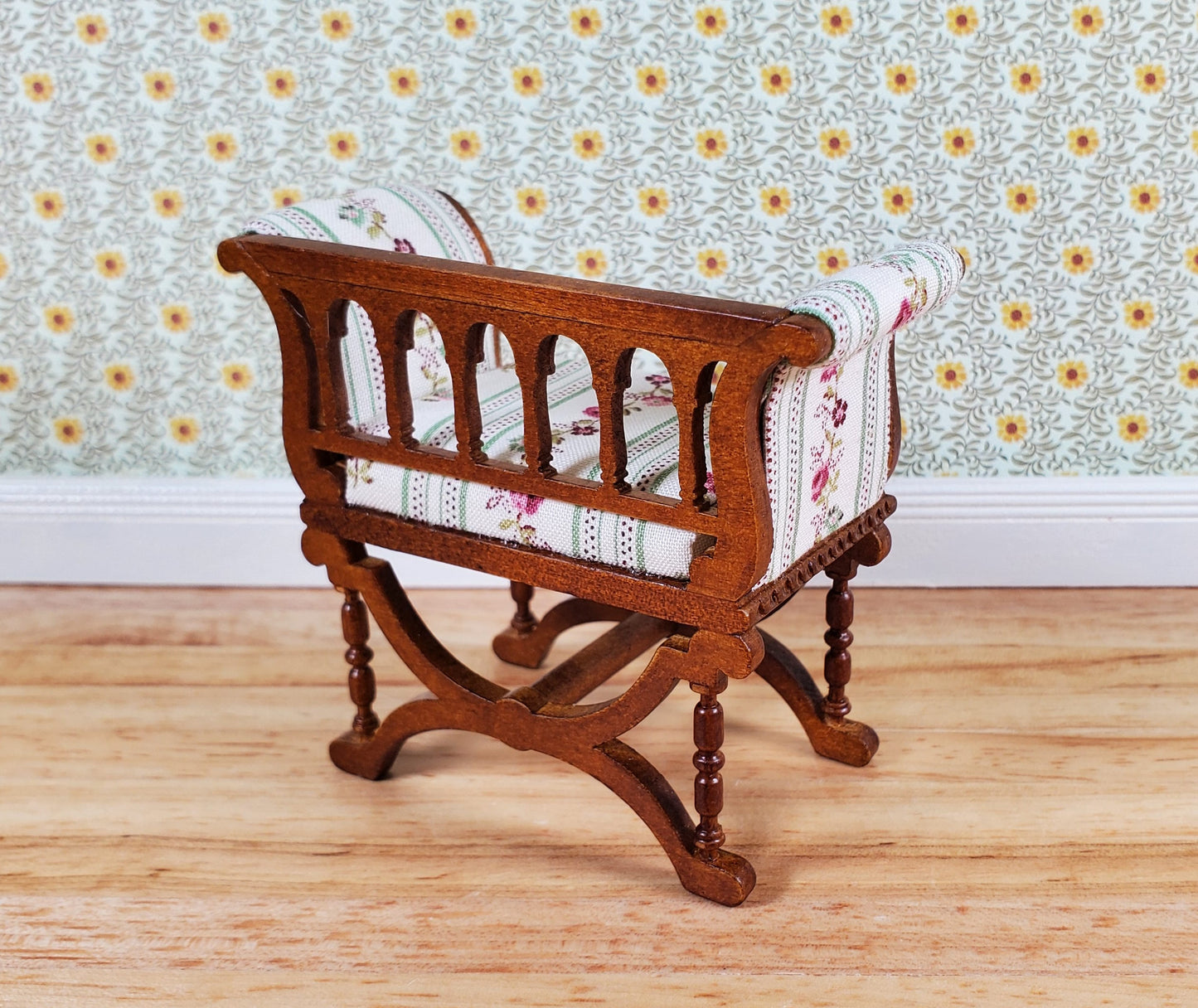 JBM Dollhouse Curule Bench Seat Chair Victorian 1:12 Scale Miniature Furniture