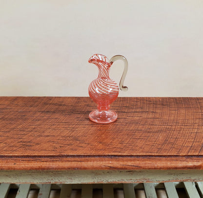 Miniature Tall Vase Pitcher Red Swirl Pattern Handmade 1:12 Scale Dollhouse