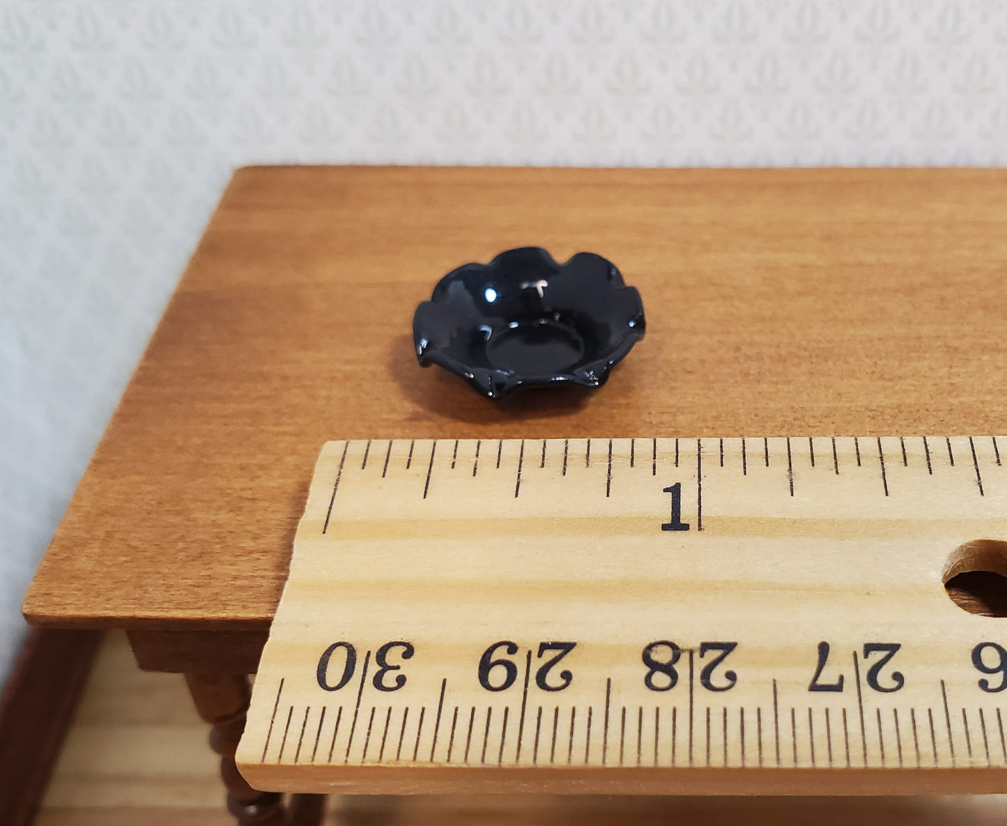 Dollhouse Black Decorative Bowl Curvy Sides 1:12 Scale Miniature