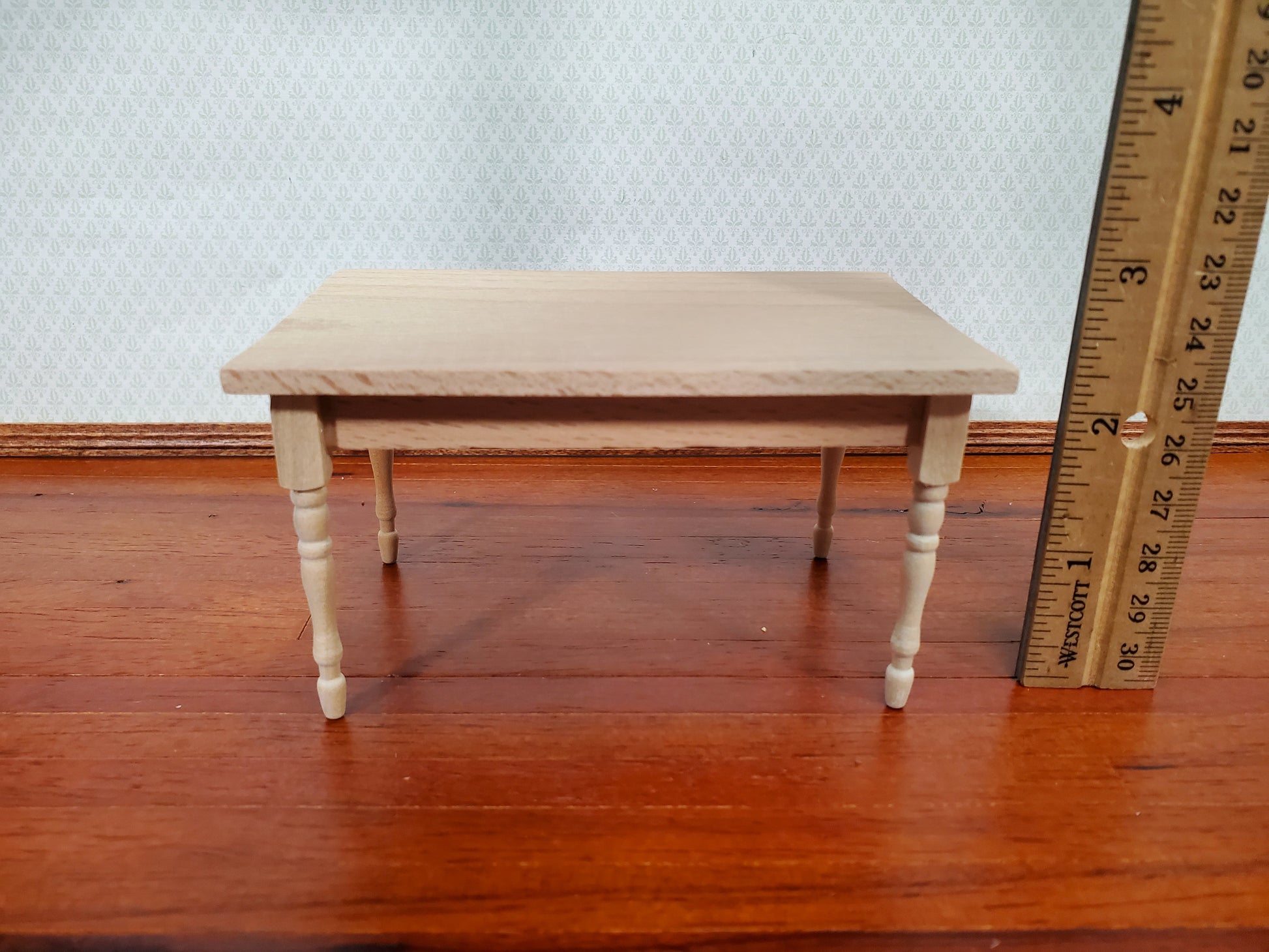 Dollhouse Table Kitchen or Dining Room Unpainted Wood 1:12 Scale Miniature Furniture