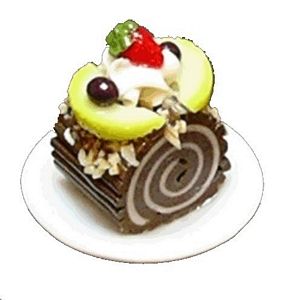 Dollhouse Chocolate Cream Roll Cake 1:12 Scale Miniature Dessert Food