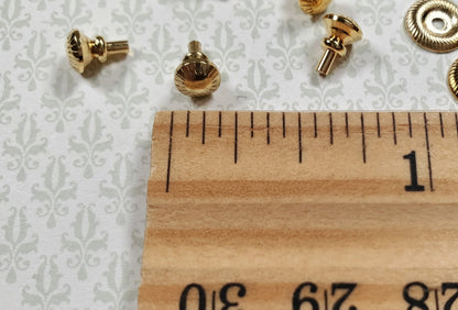 Dollhouse Victorian Door Knob or Drawer Pulls with Back Plate 8 pcs 1:12 Scale