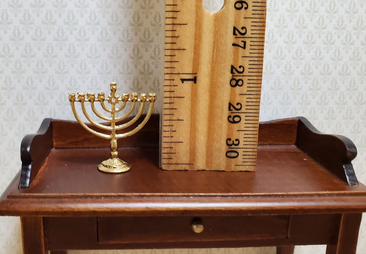 Dollhouse Hanukkah Menorah Judaica Candelabra Small Gold 1:12 Scale Miniature