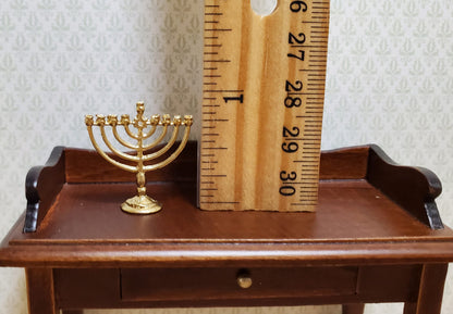 Dollhouse Hanukkah Menorah Judaica Candelabra Small Gold 1:12 Scale Miniature