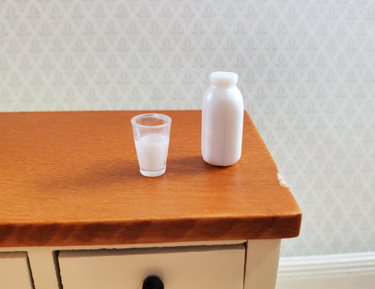 Dollhouse Quart of White Milk with Filled Cup 1:12 Scale Miniature Food