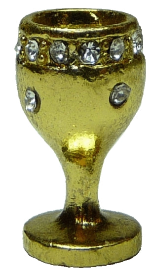 Dollhouse Gold Chalice Goblet with Diamond Band 1:12 Scale Miniature