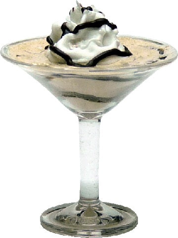 Dollhouse Mudslide Cocktail in a Martini Glass 1:12 Scale Miniature Drink