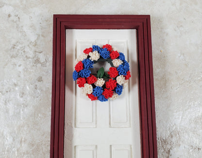 Dollhouse Red White & Blue Carnations Wreath 1:12 Scale Miniature