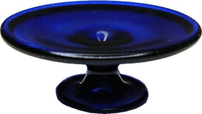Dollhouse Blue Glass Cake Plate Large 1:12 Scale Miniature Kitchen