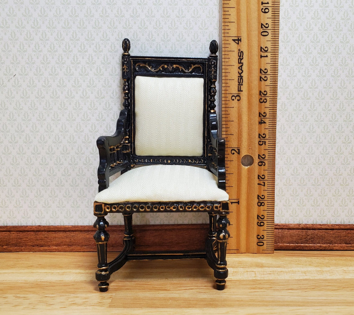 Dollhouse Black & Gold Chair 1:12 Scale Furniture Hansson