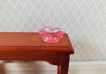 Dollhouse Pink Glass Candy Dish or Serving Bowl 1:12 Scale Miniature