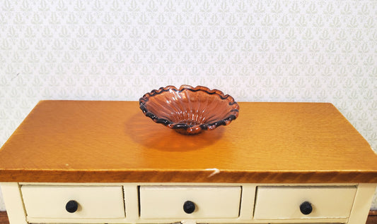 Dollhouse Large Amber Glass Round Platter 1:12 Scale Miniature Decor