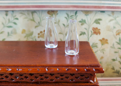 Dollhouse Glass Bottles or Bud Vases Clear x2 1:12 Scale Miniature Decor
