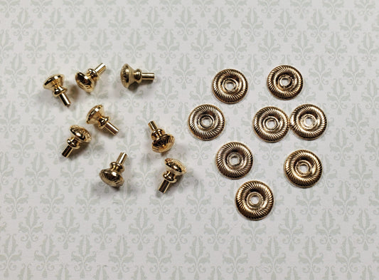 Dollhouse Victorian Door Knob or Drawer Pulls with Back Plate 8 pcs 1:12 Scale
