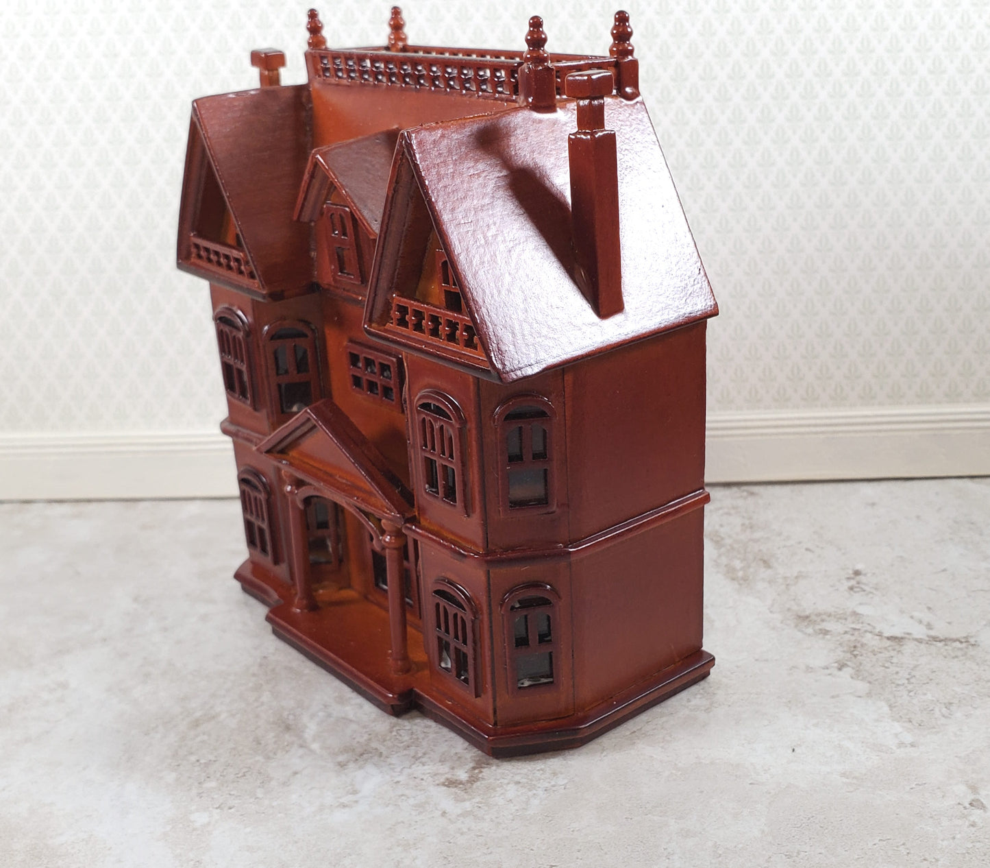1:144 Scale Dollhouse for Your Dollhouse Walnut Finish Back Opening