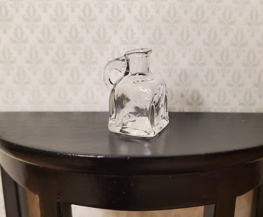Miniature Clear Glass Bottle Jar with Handle Square Bottom 11/16" 1:12 Scale
